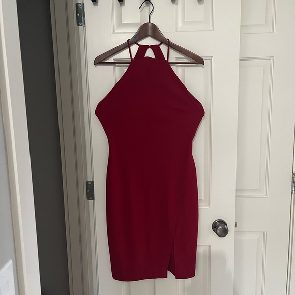 Lauren Ralph Lauren body on halter dress midi Size 4 gorgeous cherry red - Picture 4 of 5